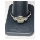 Silver clear Stone vintage ring marked 925.