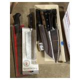 Tray of butcher and kitchen knives