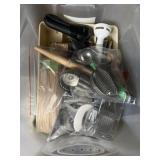 Tote of various kitchen utensils and gadgets