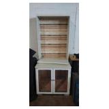 2 shelf hutch with wire front storage cabinet