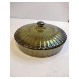 Veropa France amber glass lidded dish