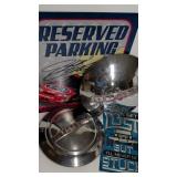 Vintage Dodge Hubcaps & Metal Sign & Signed Jeff