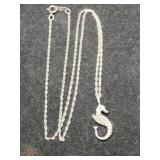 Silver seahorse pendant necklace marked 925.