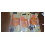 3 packs of 2 triple-flavor rolls dog treats