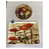 Lefton handpainted plate and Romana melamine
