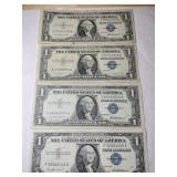 4 1957 blue seal silver certificate 1$