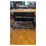 Magnetic rack with storage bin. Approx 12 inches