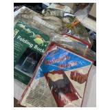 Camping bags and pouches, folding bucket, and
