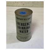 Unopened 10-ounce can of emergency drinking water