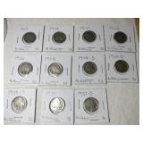 11 Buffalo nickels 1915 -1937