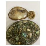 cut and polished agate, geode, and epoxy trivet