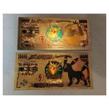 2 novelty gold foil Pokemon