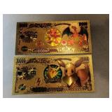 2 novelty gold foil Pokemon