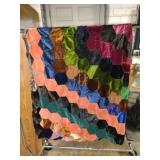 Vintage patchwork quilt top. Velvet material.