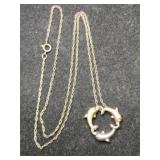silver gold tone dolphin pendant necklace marked
