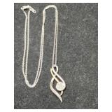 Silver /gold clear Stone pendant necklace marked