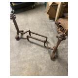antique wrought iron andirons/firedogs