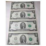 4 2017 uncirculated consecutive number $2 bills