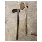 antique adze and hewing broad axe