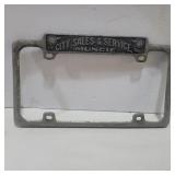 City sales and service muncie license plate frame