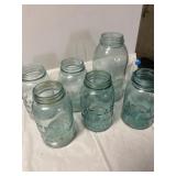 6 antique Atlas Strong Shoulder Mason jars