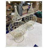 Two decorative small bird cages 16 inches tall