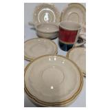 8 Vintage Set Crown Manor Hand-Painted Stoneware