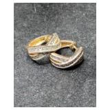 Silver Gold tone clear Stone hoop earring.