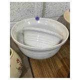 White stoneware nesting mixing bowls, possibly