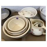 Mix of ovenware bowls and teapot mostly marked