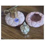 Evans pink porcelain quilted smoking set & extra