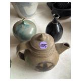 Signed pottery vases and pitcher