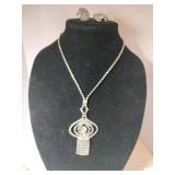 Vintage clear rhinestone necklace matching clip