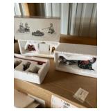 Collection of three snow village displays