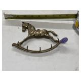 vintage solid brass rocking horse wall hanger