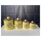 Vintage Ransburg yellow kitchen canisters