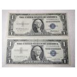 1935 and 1957 blue seal silver certificate $1
