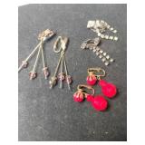 3 pair dangle clip-on earrings