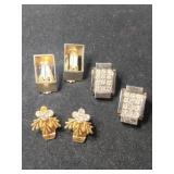3 pair gold tone vintage clip-on earrings