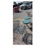 2 Wire mesh chairs and matching side tables