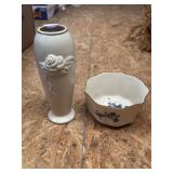 Lenox Rose Blossom vase & pagoda fluted bowl