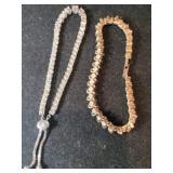 2 clear rhinestone bracelets 1 silvertone 1 gold