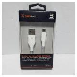 New 3' ft black web sync to charge micro USB