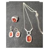 Costume jewelry silvertone necklace ,ring