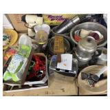 Cookie cutters, coffee percolators, older mixer,