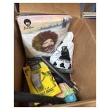 Bob Ross costume, latex mask, nunchucks, knee