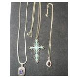 3 silvertone necklaces