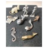 Pewter and brass  figurines