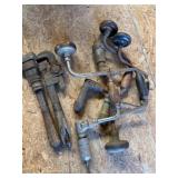 Antique drills and wrenches