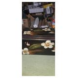 Wooden hand painted floral trinket box